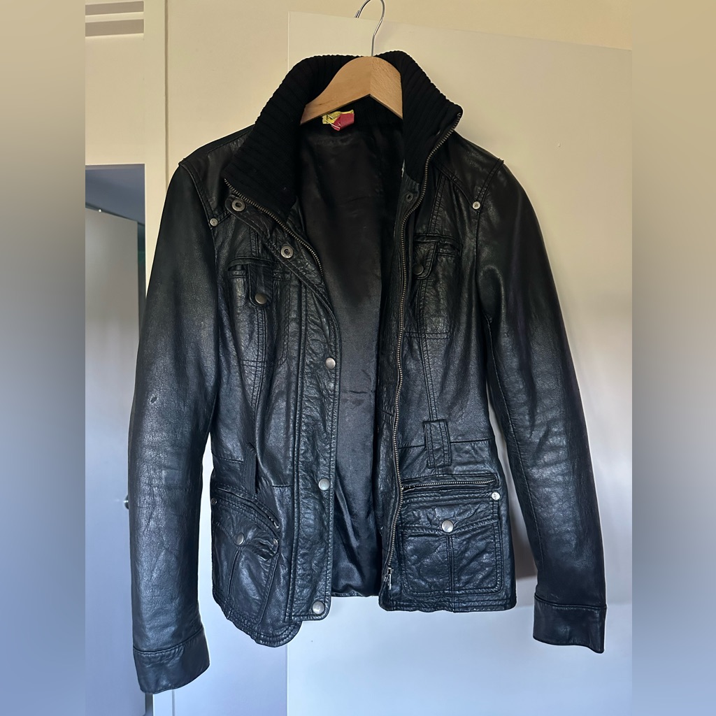 Vintage Leather Jacket From Parisian Thrift Shop Size Small